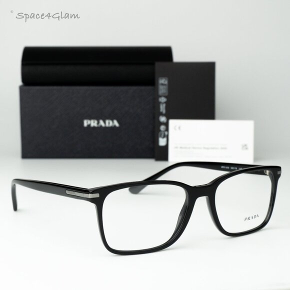 Prada Men Eyeglasses Black Demo Square PR14WV 1AB1O1 BRAND NEW - Picture 3 of 10